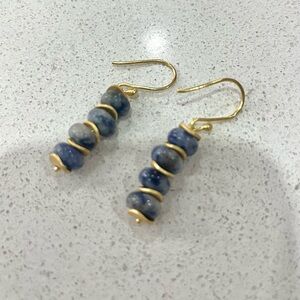 Handcrafted Sodalite Stone Gold Drop Earrings